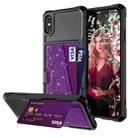 For iPhone XS Max Glitter Magnetic Card Bag Phone Case(Purple) - 1