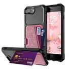 Glitter Magnetic Card Bag Phone Case For iPhone 8 Plus / 7 Plus / 6 Plus(Pink) - 1