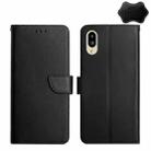 For Sharp Simple Sumaho 6 Genuine Leather Fingerprint-proof Flip Phone Case(Black) - 1