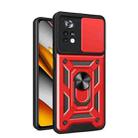 For Xiaomi Poco X4 Pro 5G Sliding Camera Cover Design TPU+PC Phone Case(Red) - 1