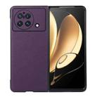 For vivo X Fold Accurate Hole Litchi Texture Genuine Leather Phone Case(Purple) - 1