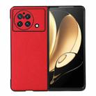 For vivo X Fold Accurate Hole Cross Texture Genuine Leather Phone Case(Red) - 1