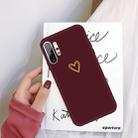 For Galaxy Note10+ Golden Love Heart Pattern Frosted TPU Protective Case(Wine Red) - 1