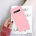 For Galaxy S10+ Golden Love Heart Pattern Frosted TPU Protective Case(Pink) - 1