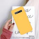 For Galaxy S10+ Golden Love Heart Pattern Frosted TPU Protective Case(Yellow) - 1