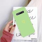 For Galaxy S10+ Golden Love Heart Pattern Frosted TPU Protective Case(Green) - 1