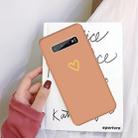 For Galaxy S10+ Golden Love Heart Pattern Frosted TPU Protective Case(Coral Orange) - 1