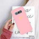 For Galaxy S10e Golden Love Heart Pattern Frosted TPU Protective Case(Pink) - 1