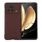 For vivo X Fold Accurate Hole Lambskin Texture Genuine Leather Phone Case(Brown) - 1