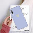 For Galaxy A50 Golden Love Heart Pattern Frosted TPU Protective Case(Light Purple) - 1