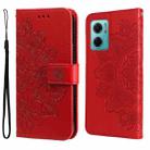 For Xiaomi Redmi Note 11E/Redmi 10 Prime+ 5G 7-petal Flowers Embossing Pattern Horizontal Flip Leather Case(Red) - 1