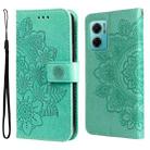 For Xiaomi Redmi Note 11E/Redmi 10 Prime+ 5G 7-petal Flowers Embossing Pattern Horizontal Flip Leather Case(Green) - 1