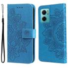 For Xiaomi Redmi Note 11E/Redmi 10 Prime+ 5G 7-petal Flowers Embossing Pattern Horizontal Flip Leather Case(Blue) - 1