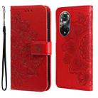 For Huawei Nova 9 Pro/Honor 50 Pro 7-petal Flowers Embossing Pattern Horizontal Flip Leather Case(Red) - 1