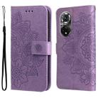 For Huawei Nova 9 Pro/Honor 50 Pro 7-petal Flowers Embossing Pattern Horizontal Flip Leather Case(Light Purple) - 1