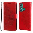 For Infinix Hot 11 7-petal Flowers Embossing Pattern Horizontal Flip Leather Case(Red) - 1