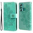 For Infinix Hot 11 7-petal Flowers Embossing Pattern Horizontal Flip Leather Case(Green) - 1