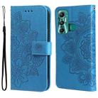 For Infinix Hot 11 7-petal Flowers Embossing Pattern Horizontal Flip Leather Case(Blue) - 1