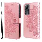 For Infinix Note 11 7-petal Flowers Embossing Pattern Horizontal Flip Leather Case(Rose Gold) - 1