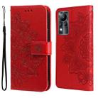 For Infinix Note 11 7-petal Flowers Embossing Pattern Horizontal Flip Leather Case(Red) - 1
