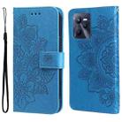 For OPPO Realme C35 7-petal Flowers Embossing Pattern Horizontal Flip Leather Case(Blue) - 1