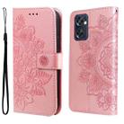 For OPPO Reno7 SE 5G 7-petal Flowers Embossing Pattern Horizontal Flip Leather Case(Rose Gold) - 1