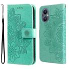 For OPPO Reno7 Z/A96 5G/OnePlus Nord N20 5G 7-petal Flowers Embossing Pattern Horizontal Flip Leather Case(Green) - 1