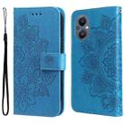 For OPPO Reno7 Z/A96 5G/OnePlus Nord N20 5G 7-petal Flowers Embossing Pattern Horizontal Flip Leather Case(Blue) - 1