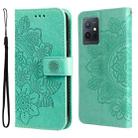 For vivo Y55 5G/Y75 5G/T1 5G 7-petal Flowers Embossing Pattern Horizontal Flip Leather Case(Green) - 1