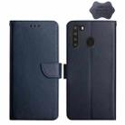 For Samsung Galaxy A21 Genuine Leather Fingerprint-proof Horizontal Flip Phone Case(Blue) - 1