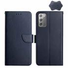 For Samsung Galaxy Note20 Genuine Leather Fingerprint-proof Horizontal Flip Phone Case(Blue) - 1