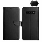 For Samsung Galaxy S10+ Genuine Leather Fingerprint-proof Horizontal Flip Phone Case(Black) - 1