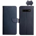 For Samsung Galaxy S10+ Genuine Leather Fingerprint-proof Horizontal Flip Phone Case(Blue) - 1