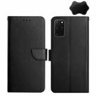For Samsung Galaxy S20+ Genuine Leather Fingerprint-proof Horizontal Flip Phone Case(Black) - 1