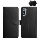 For Samsung Galaxy S21 5G Genuine Leather Fingerprint-proof Horizontal Flip Phone Case(Black) - 1