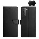 For Samsung Galaxy S22 5G Genuine Leather Fingerprint-proof Horizontal Flip Phone Case(Black) - 1