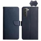 For Samsung Galaxy S22 5G Genuine Leather Fingerprint-proof Horizontal Flip Phone Case(Blue) - 1