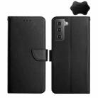 For Samsung Galaxy S22+ 5G Genuine Leather Fingerprint-proof Horizontal Flip Phone Case(Black) - 1