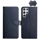 For Samsung Galaxy S22 Ultra 5G Genuine Leather Fingerprint-proof Horizontal Flip Phone Case(Blue) - 1