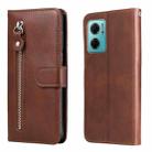For Xiaomi Redmi Note 11E Fashion Calf Texture Zipper Horizontal Flip Leather Case(Brown) - 1