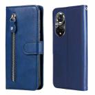 For Huawei Nova 9 Pro/Honor 50 Pro Fashion Calf Texture Zipper Horizontal Flip Leather Case(Blue) - 1