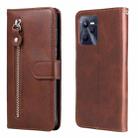 For OPPO Realme C35 Fashion Calf Texture Zipper Horizontal Flip Leather Case(Brown) - 1
