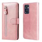 For OPPO Reno7 SE 5G Fashion Calf Texture Zipper Horizontal Flip Leather Case(Rose Gold) - 1