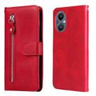 For OPPO Reno7 Z/A96 5G/OnePlus Nord N20 5G Fashion Calf Texture Zipper Horizontal Flip Leather Case(Red) - 1