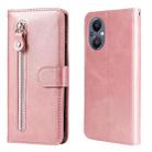 For OPPO Reno7 Z/A96 5G/OnePlus Nord N20 5G Fashion Calf Texture Zipper Horizontal Flip Leather Case(Rose Gold) - 1