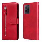 For vivo Y55 5G/Y75 5G/T1 5G Fashion Calf Texture Zipper Horizontal Flip Leather Case(Red) - 1