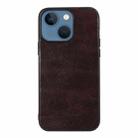 For iPhone 13 mini Genuine Leather Double Color Crazy Horse Phone Case (Coffee) - 1