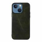 For iPhone 13 mini Genuine Leather Double Color Crazy Horse Phone Case (Green) - 1