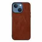 For iPhone 13 mini Genuine Leather Double Color Crazy Horse Phone Case (Brown) - 1