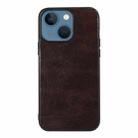 For iPhone 13 Genuine Leather Double Color Crazy Horse Phone Case(Coffee) - 1